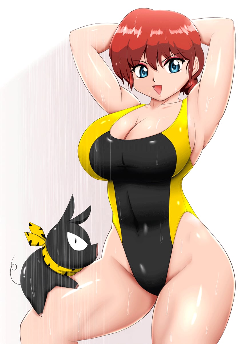 ranma-chan and p-chan (ranma 1/2) drawn by moyashi_matsuri