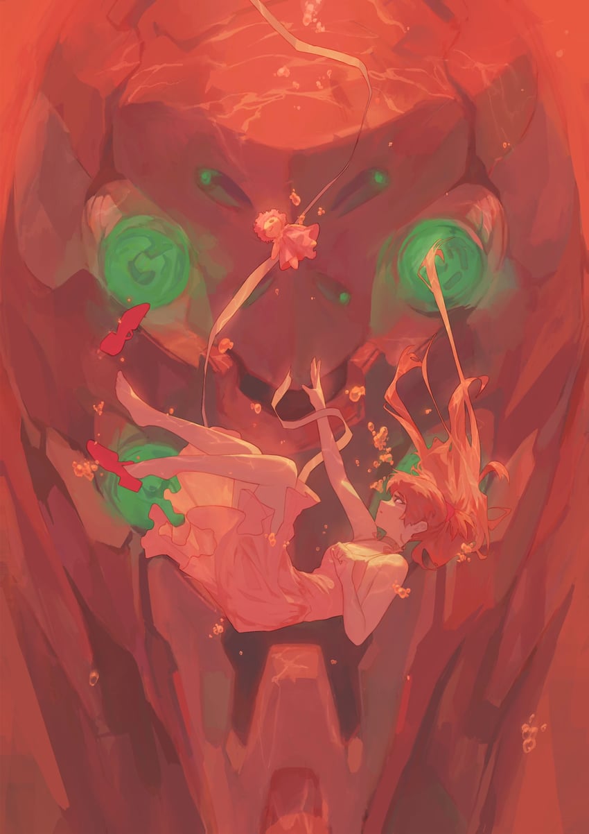 souryuu asuka langley and eva 02 (neon genesis evangelion) drawn by leonardo_vincent