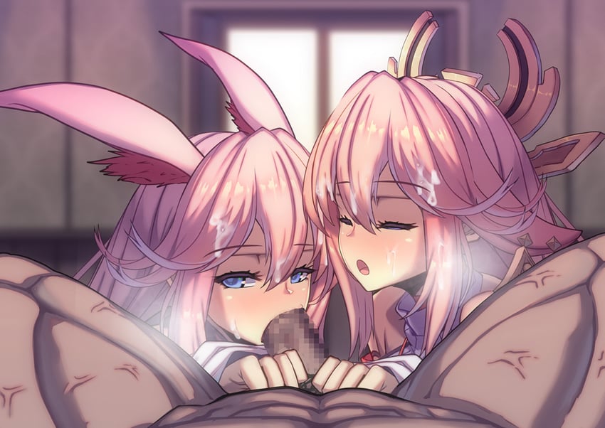 yae miko, yae sakura, and sakura ayane (genshin impact and 3 more) drawn by lao_meng