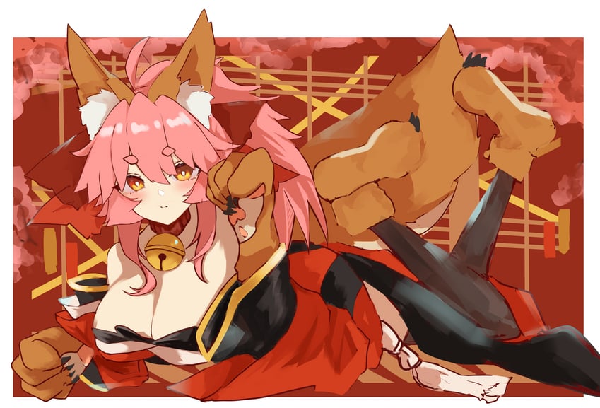 tamamo and tamamo cat (fate and 1 more) drawn by gin_(yza_foxxhermit)