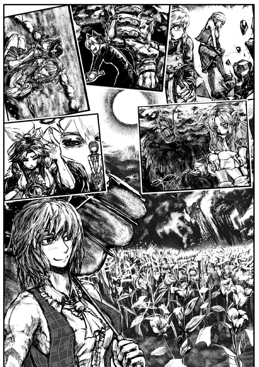 komeiji koishi, komeiji satori, kaenbyou rin, reiuji utsuho, kazami yuuka, and 4 more (touhou) drawn by ed_(end)