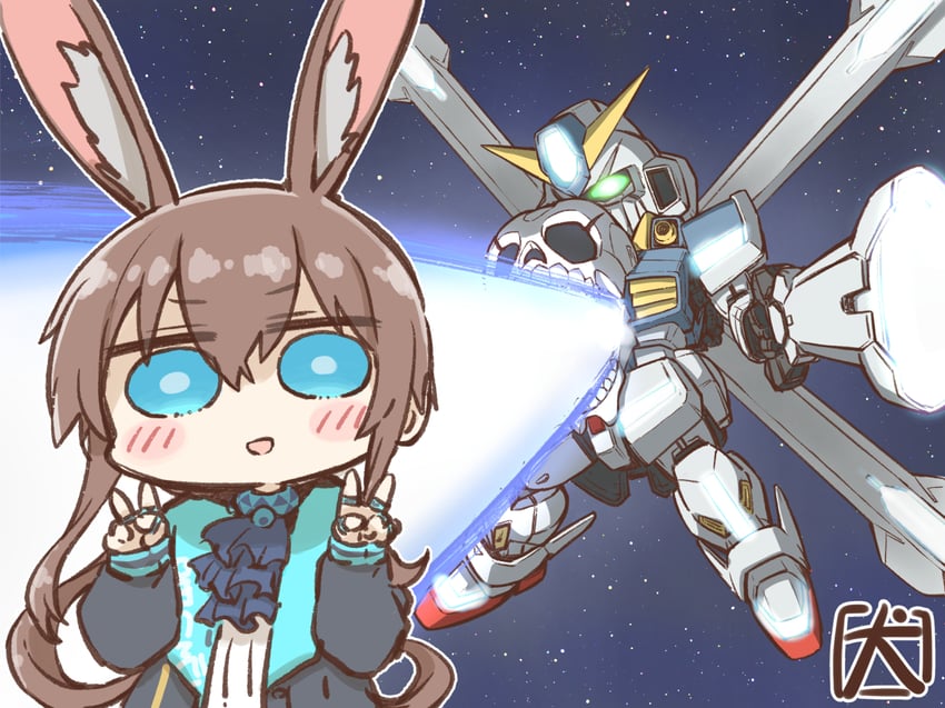 amiya and crossbone gundam maoh (arknights and 4 more) drawn by akanotanin13