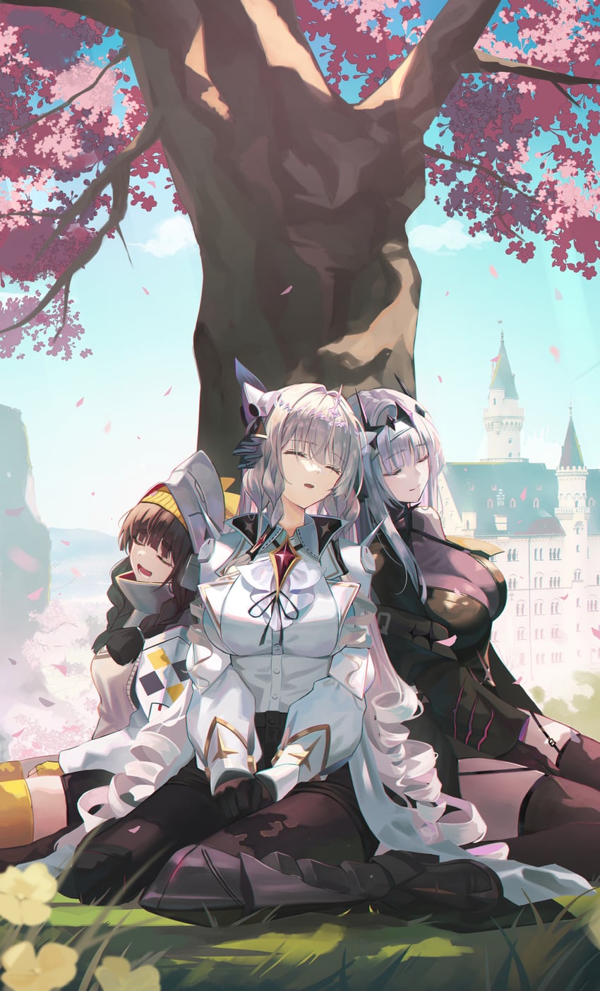 modernia, crown, and chime (goddess of victory: nikke) drawn by hyonee