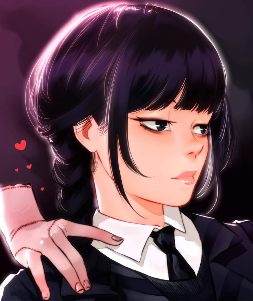 wednesday addams and thing (addams family) drawn by cesar_art456