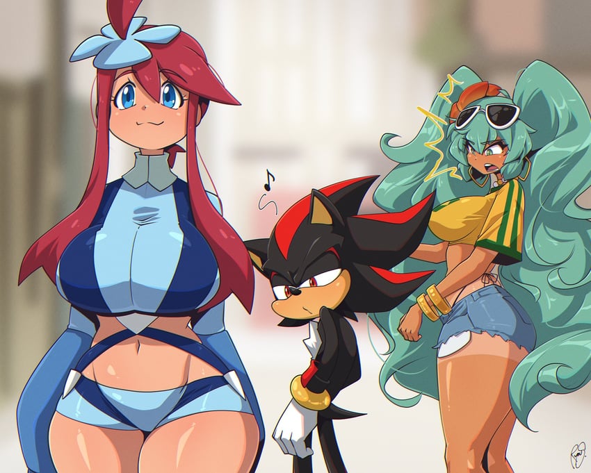 hatsune miku, shadow the hedgehog, skyla, and brazilian miku (pokemon and 3 more) drawn by ryou_sakai