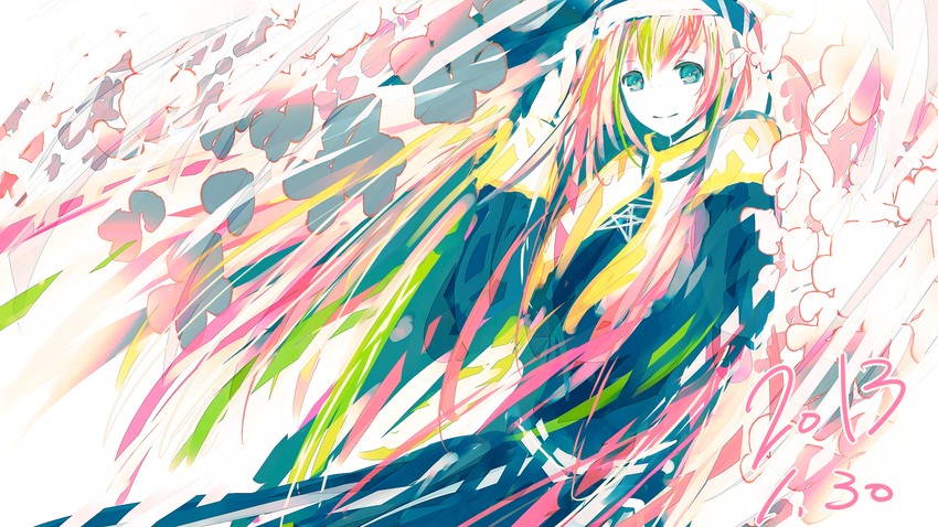 megurine luka (vocaloid and 3 more) drawn by meola