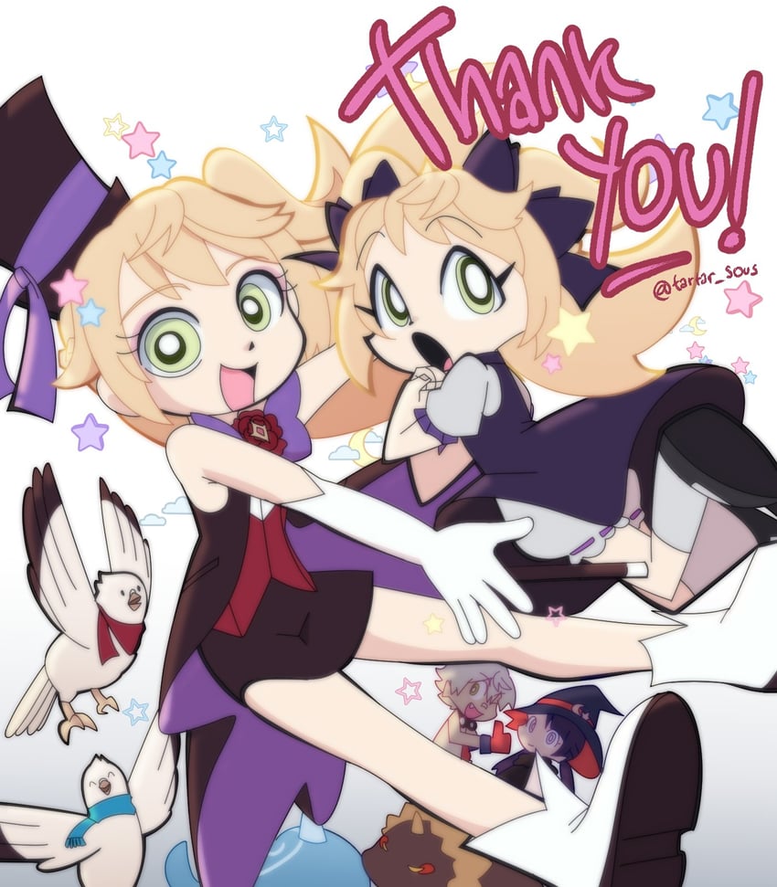 mona, fischl, and bennett (genshin impact) drawn by tartar_sous