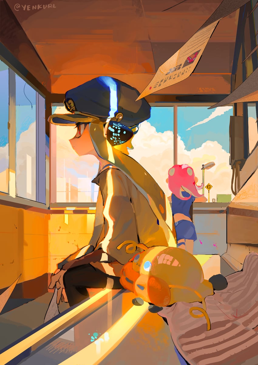 inkling player character, inkling girl, octoling player character, octoling girl, agent 8, and 3 more (splatoon and 1 more) drawn by yenkurl
