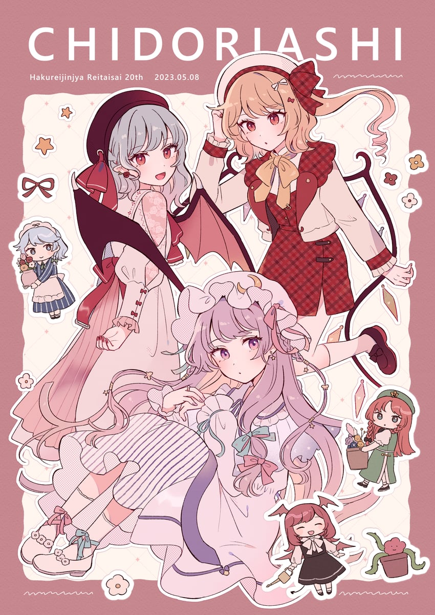 remilia scarlet, flandre scarlet, izayoi sakuya, patchouli knowledge, hong meiling, and 1 more (touhou) drawn by mozukuzu_(manukedori)