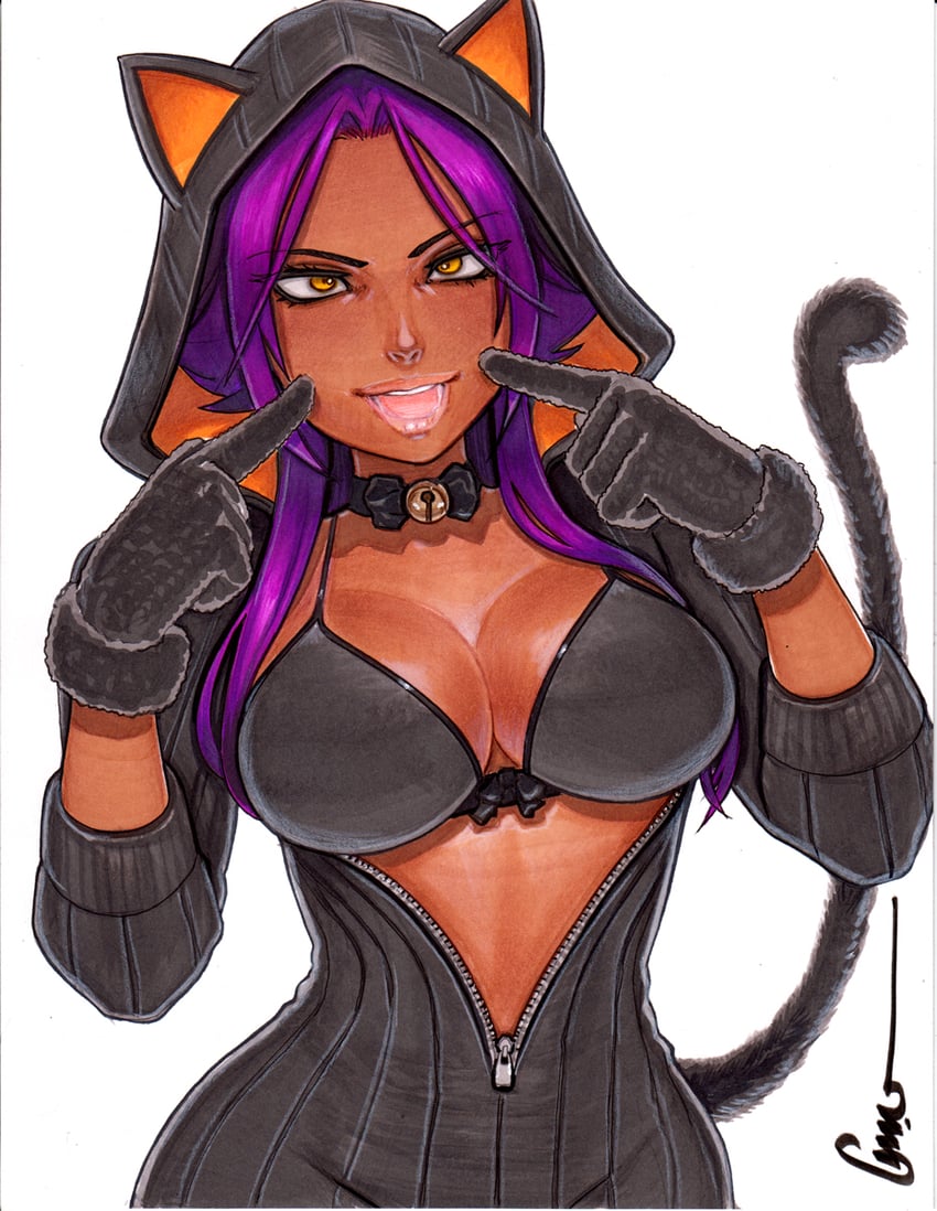 shihouin yoruichi (bleach and 1 more) drawn by omar_dogan