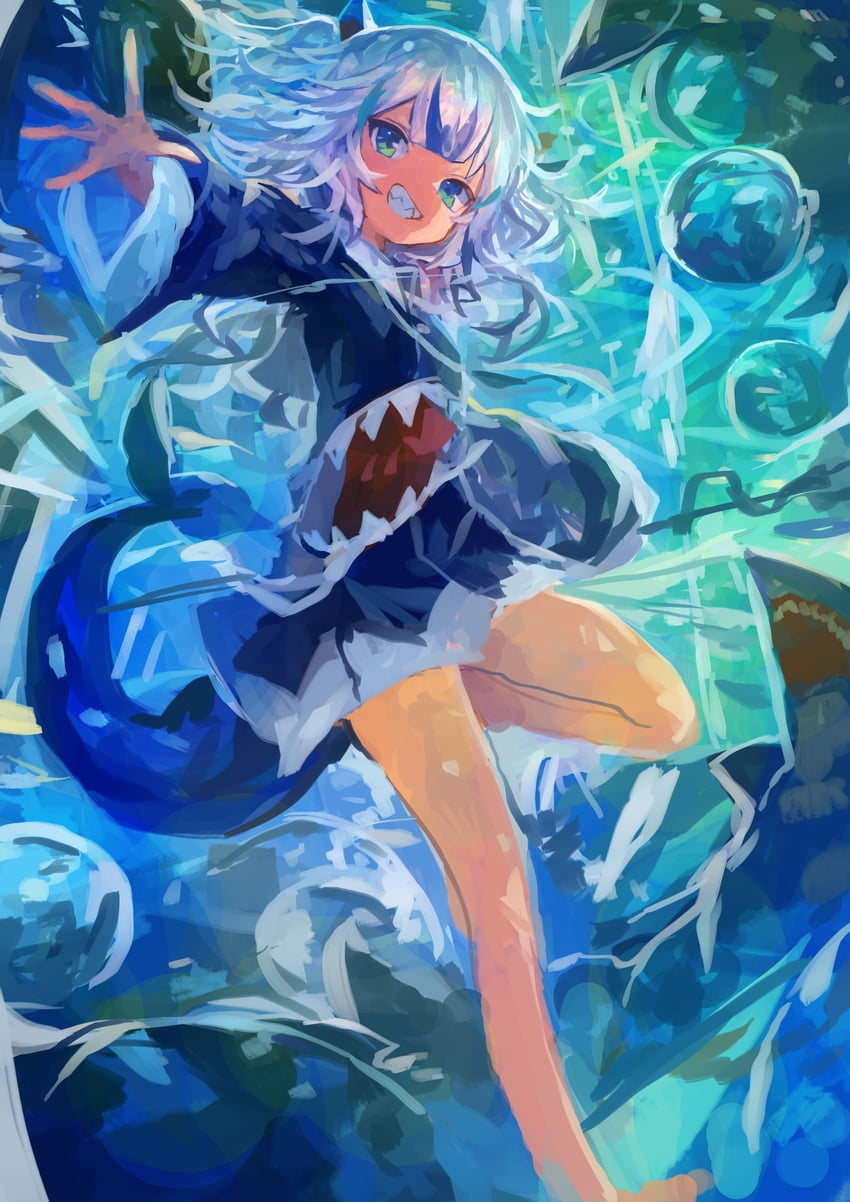 gawr gura (hololive and 1 more) drawn by kaamin_(mariarose753)