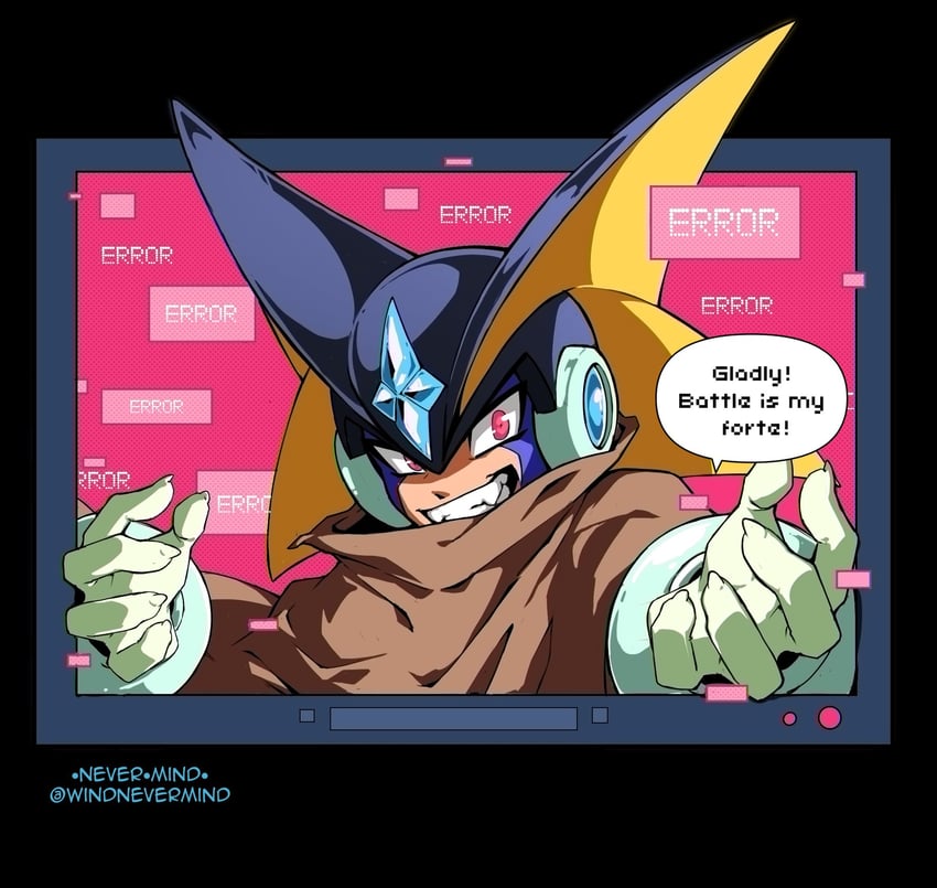 bass.exe (mega man and 2 more) drawn by windnevermind