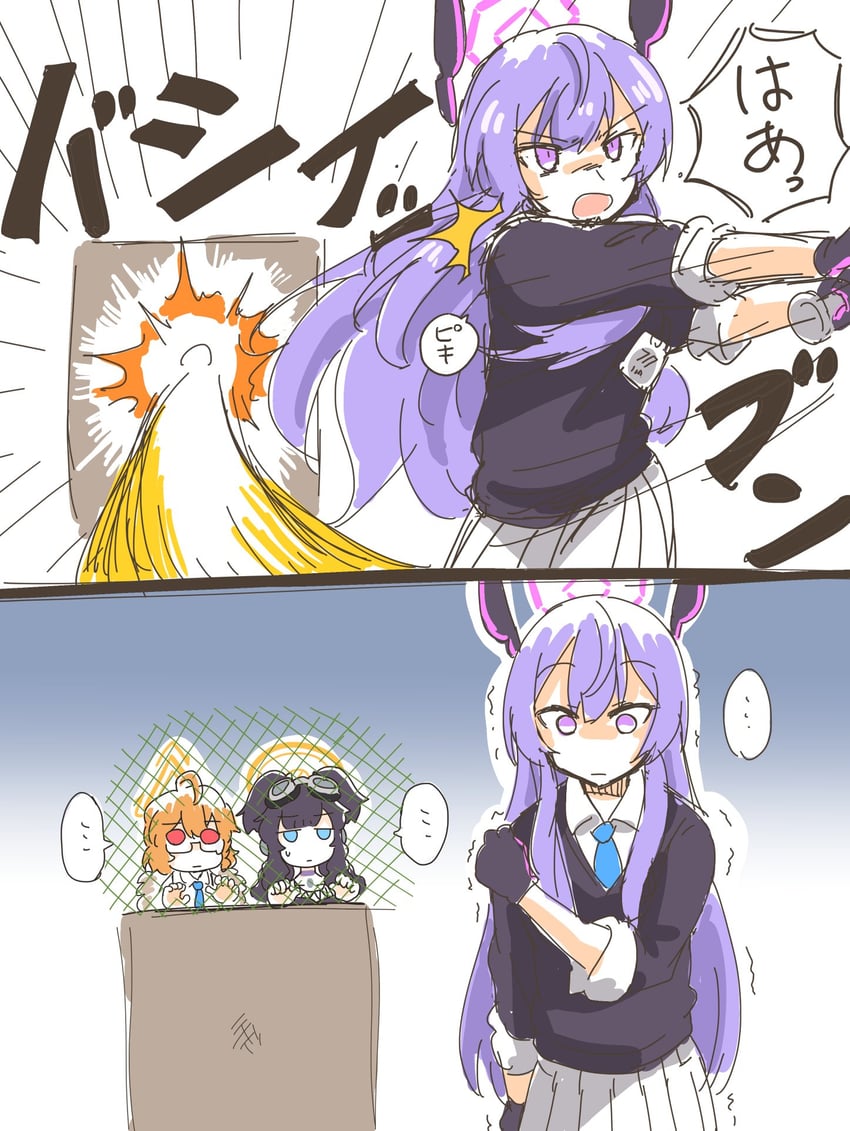 hibiki, kotori, and utaha (blue archive) drawn by hariyaa