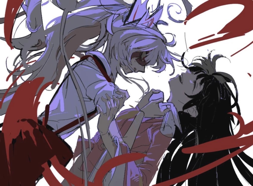 fujiwara no mokou and houraisan kaguya (touhou) drawn by sesmkun