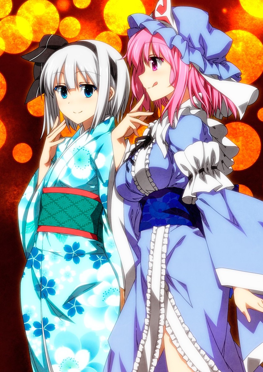 konpaku youmu and saigyouji yuyuko (touhou) drawn by sazanami_mio