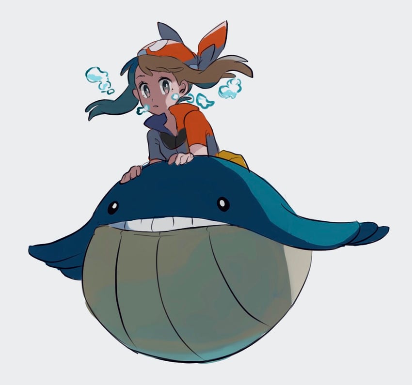 may and wailmer (pokemon and 1 more) drawn by shichibee_(stm_mimi)