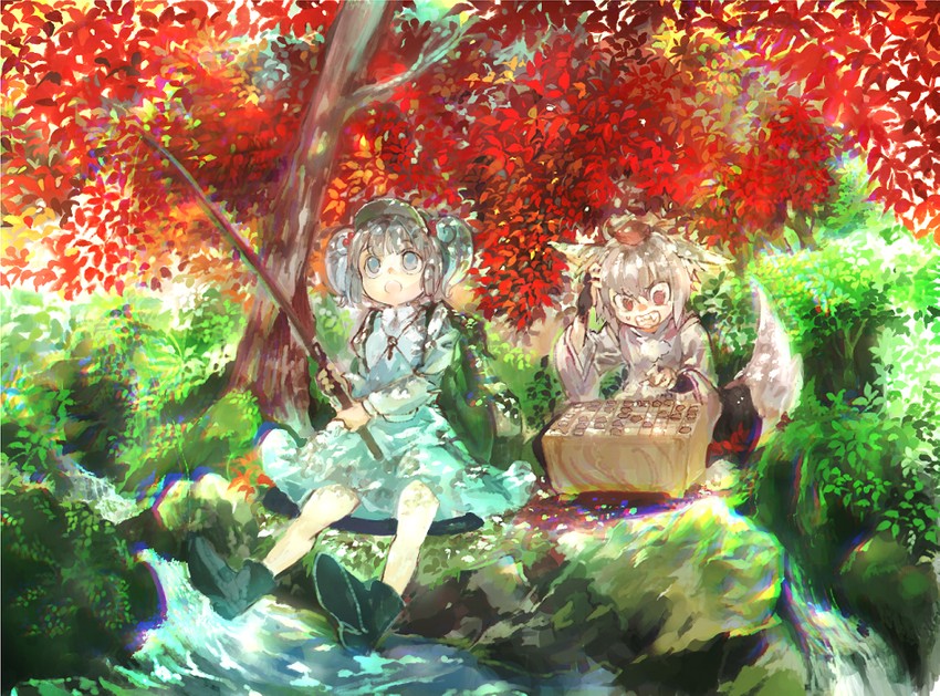 inubashiri momiji and kawashiro nitori (touhou) drawn by konabetate