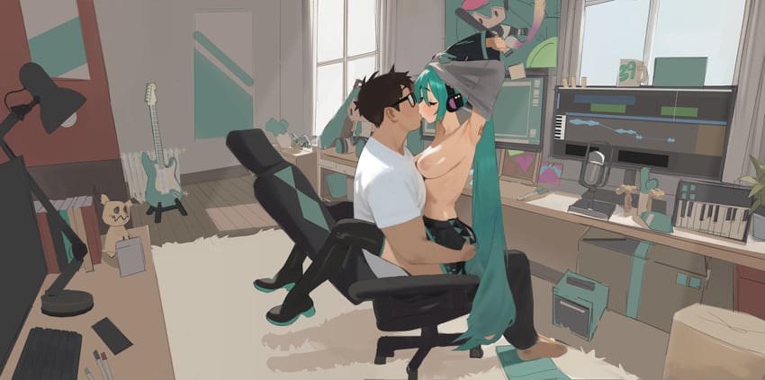 hatsune miku and mimikyu (pokemon and 1 more) drawn by smewed