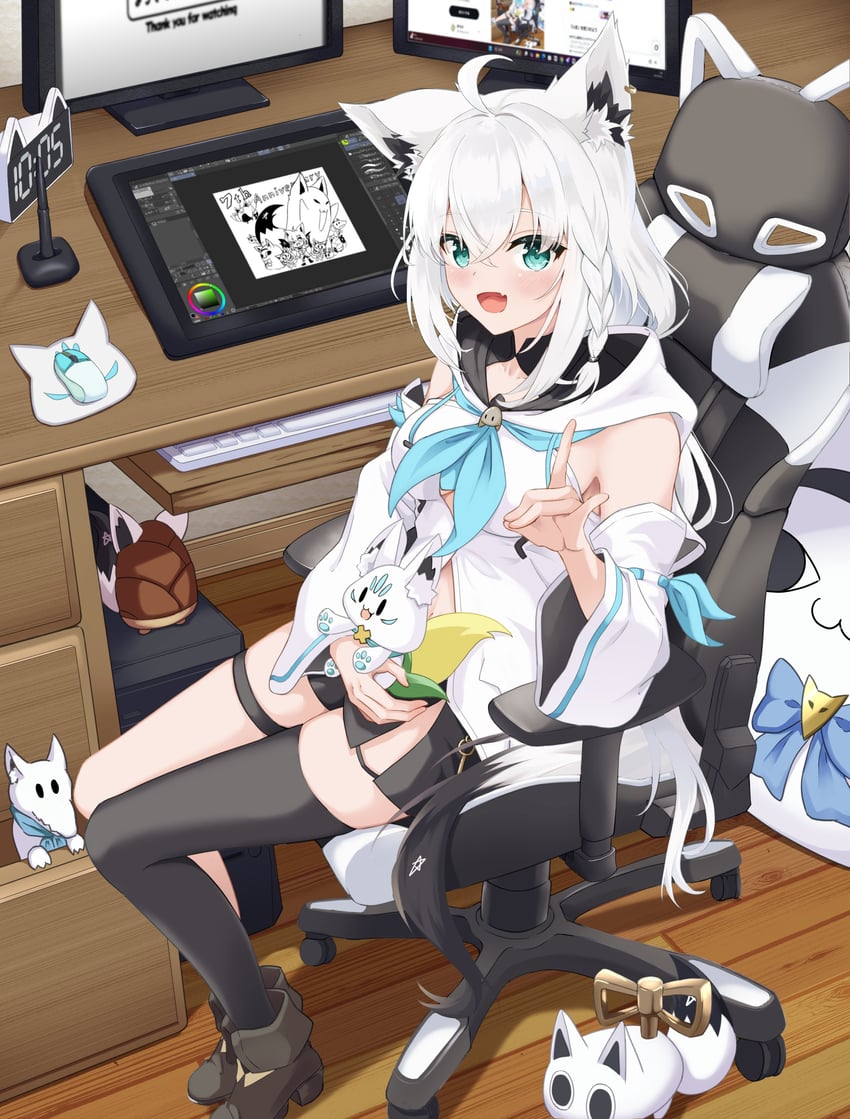 shirakami fubuki, sukonbu, miteiru, oruyanke, fubuzilla, and 2 more (hololive) drawn by hiragi_moka