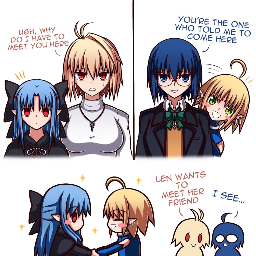 arcueid brunestud, ciel, len, and nanako (tsukihime and 1 more) drawn by zeon132