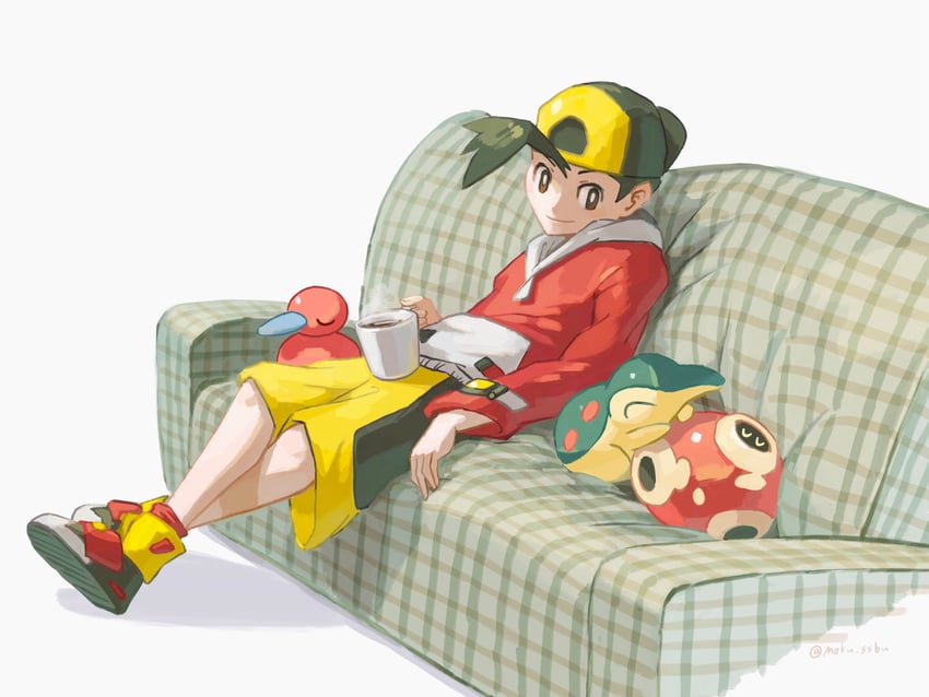 ethan, cyndaquil, shuckle, and porygon2 (pokemon and 1 more) drawn by mokuzou_(moku_ssbu)