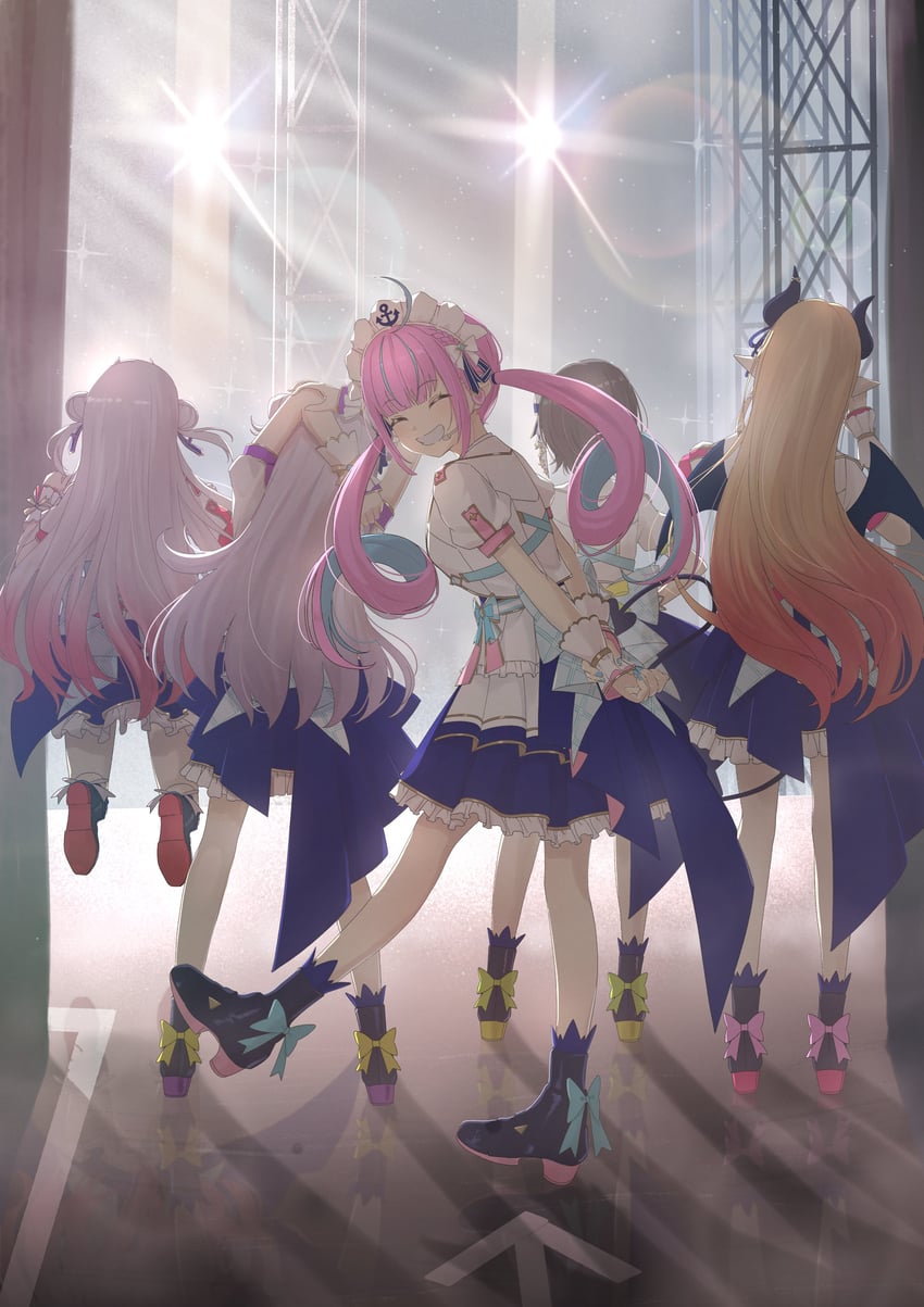 minato aqua, oozora subaru, murasaki shion, nakiri ayame, and yuzuki choco (hololive) drawn by shima46