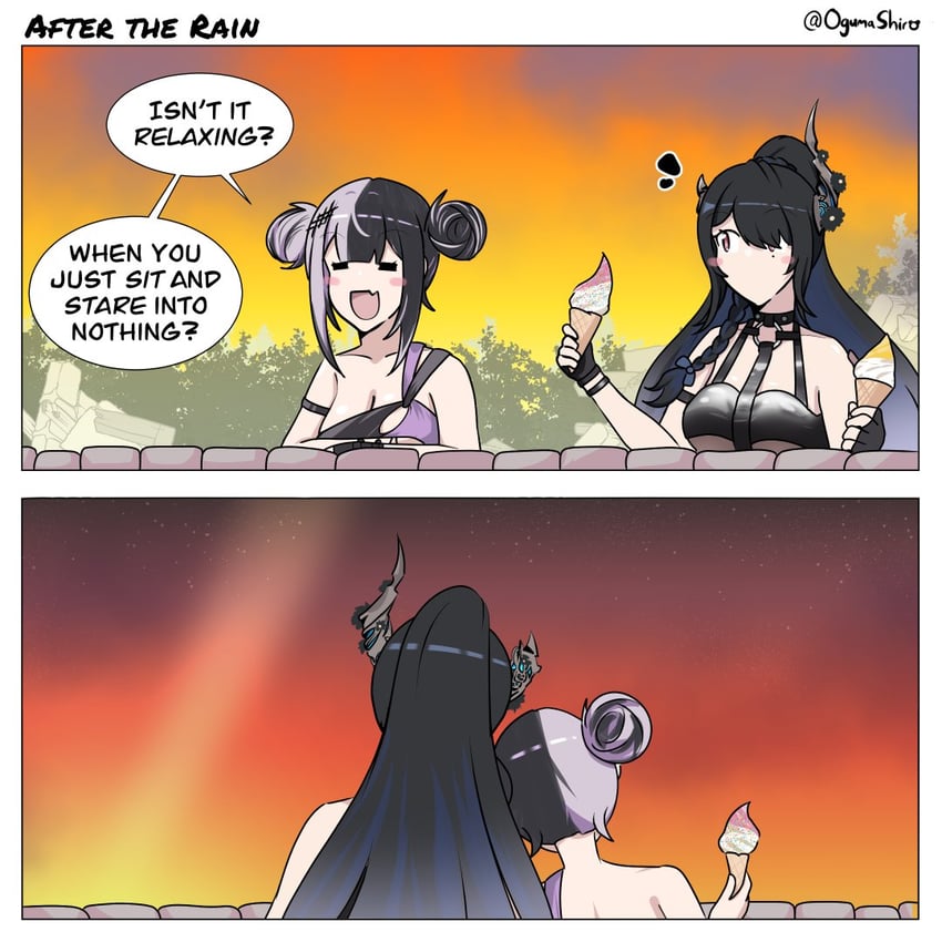 shiori novella and nerissa ravencroft (hololive and 1 more) drawn by oguma_shiro