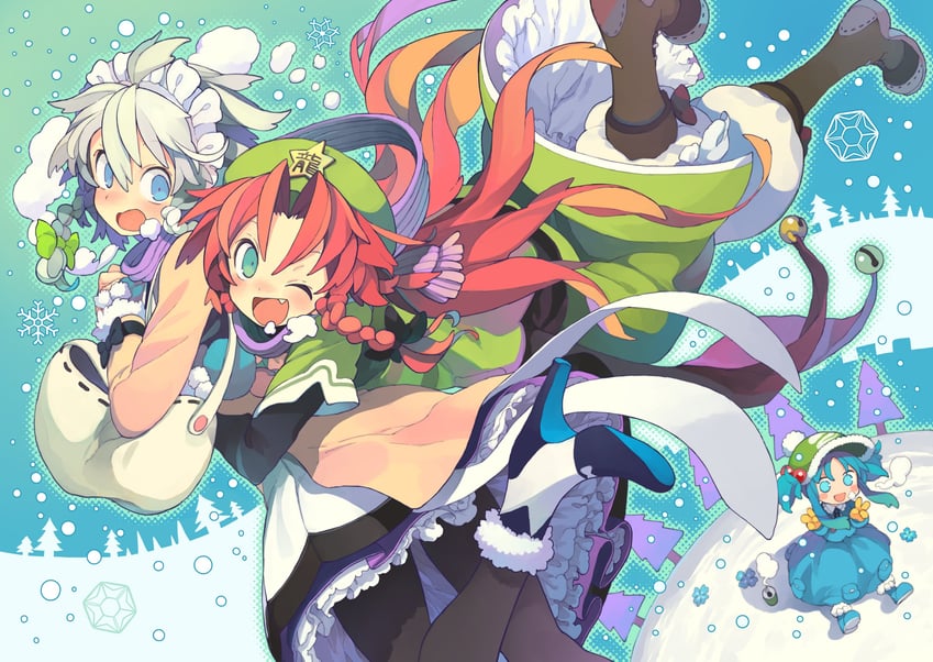 izayoi sakuya, hong meiling, and kawashiro nitori (touhou) drawn by morino_hon
