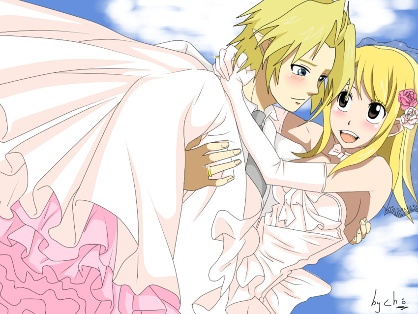 link and lucy heartfilia (the legend of zelda and 1 more) drawn by tsusagi_(miss-cho)