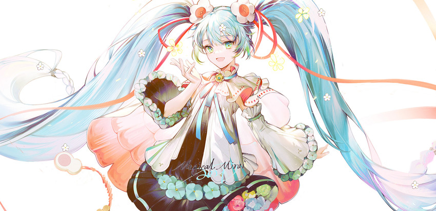 hatsune miku and magical mirai miku (vocaloid and 1 more) drawn by bai_qi-qsr