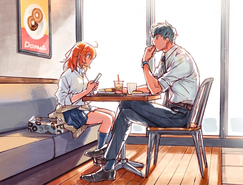 fujimaru ritsuka and saitou hajime (fate and 1 more) drawn by uni_(nico02)