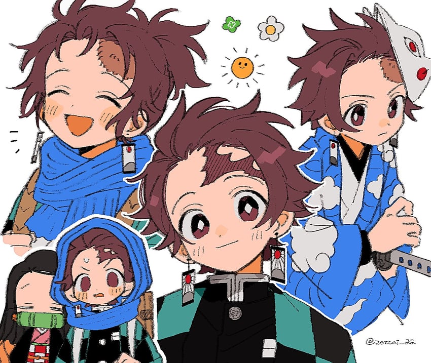 kamado nezuko and kamado tanjirou (kimetsu no yaiba) drawn by zettai_22