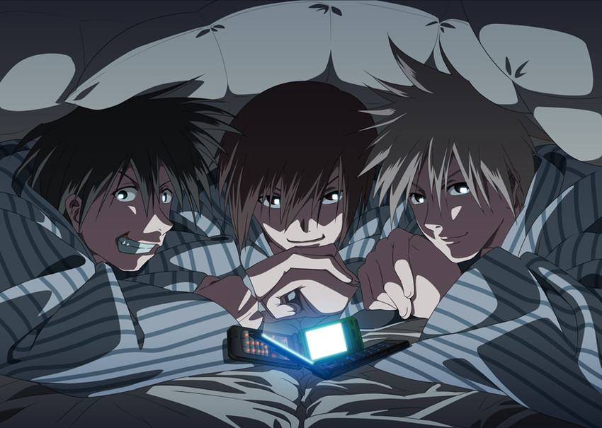 natsume kyousuke, inohara masato, and miyazawa kengo (little busters!) drawn by k3_(dolphin_brain)