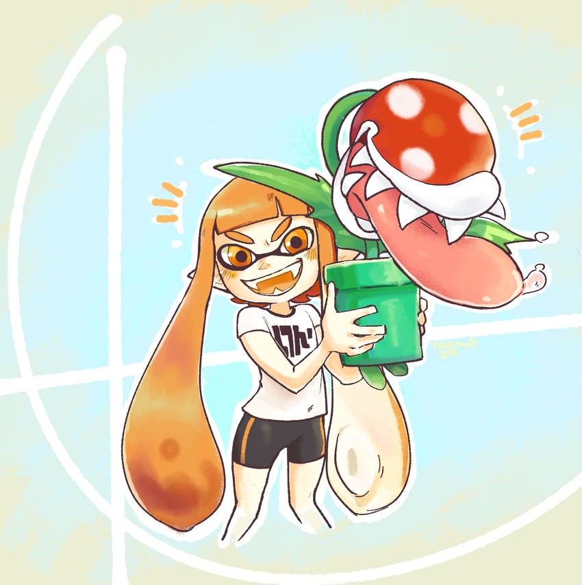 inkling player character, inkling girl, piranha plant, and kaori (splatoon and 2 more) drawn by yellow_kirby