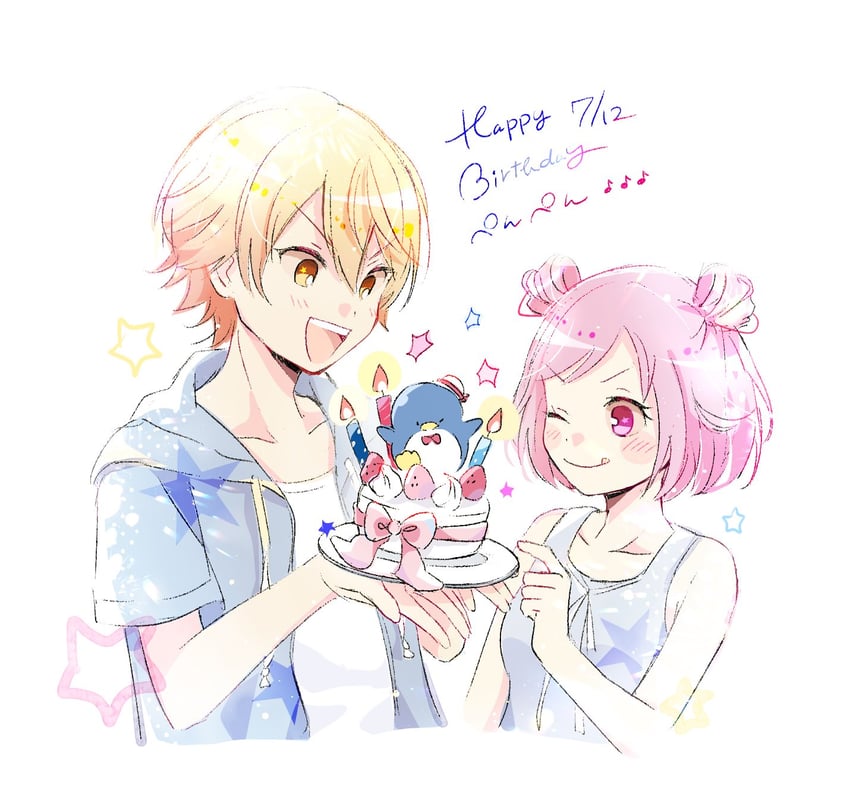 ootori emu, tenma tsukasa, and tuxedo sam (project sekai and 1 more) drawn by momomo_(m0_3)
