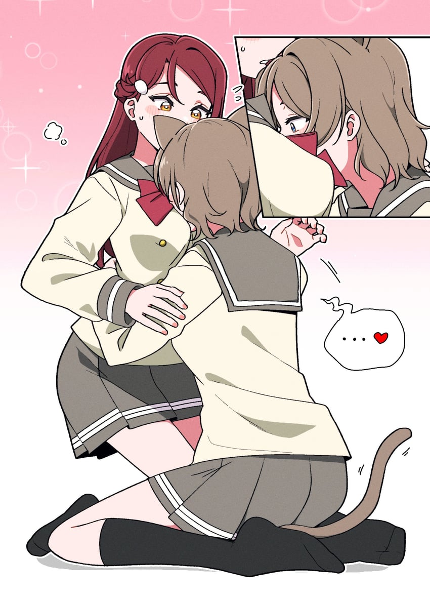 watanabe you and sakurauchi riko (love live! and 1 more) drawn by rlqns9995