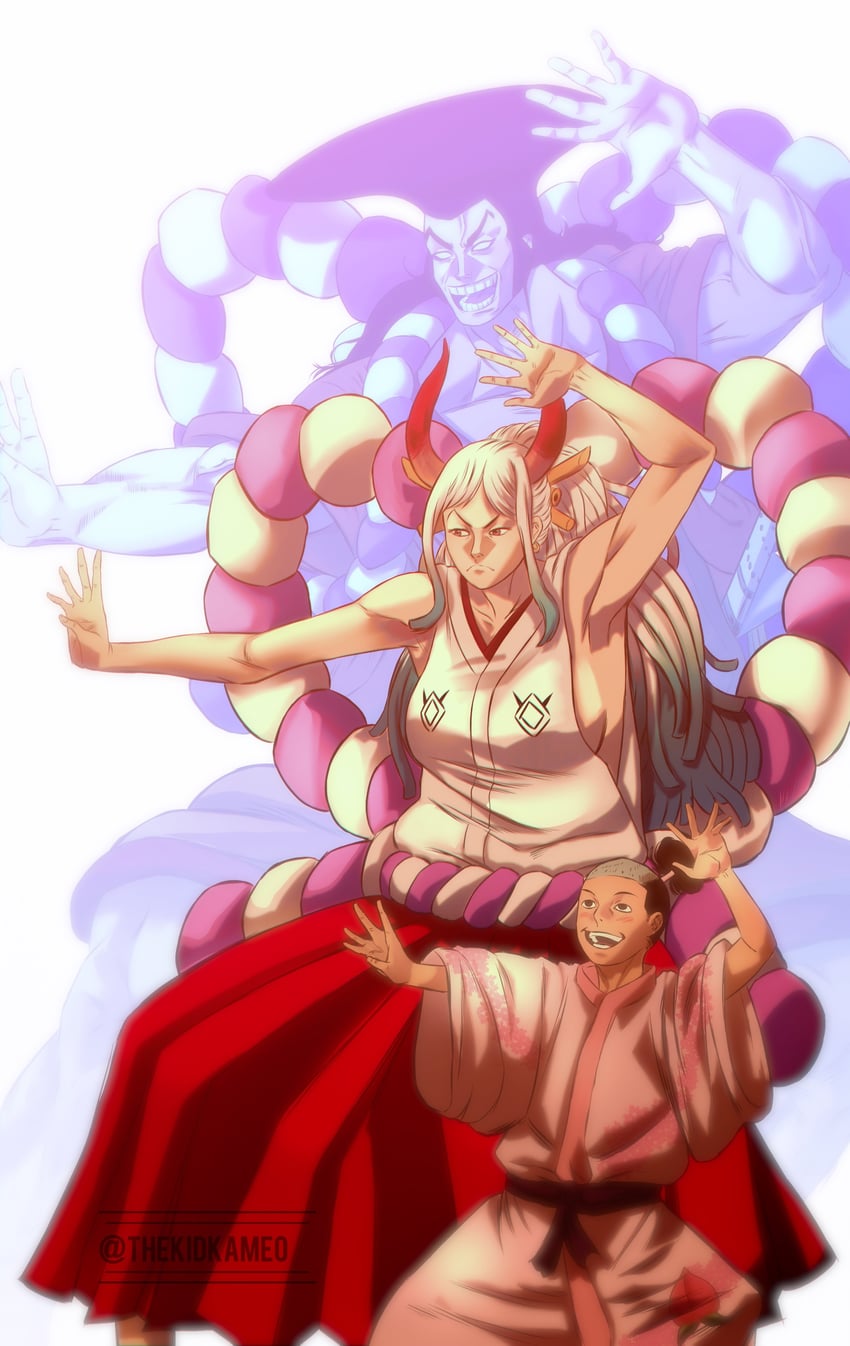yamato, kouzuki momonosuke, and kouzuki oden (one piece) drawn by thekidkameo