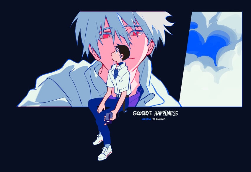 ikari shinji and nagisa kaworu (neon genesis evangelion and 1 more) drawn by kohiu