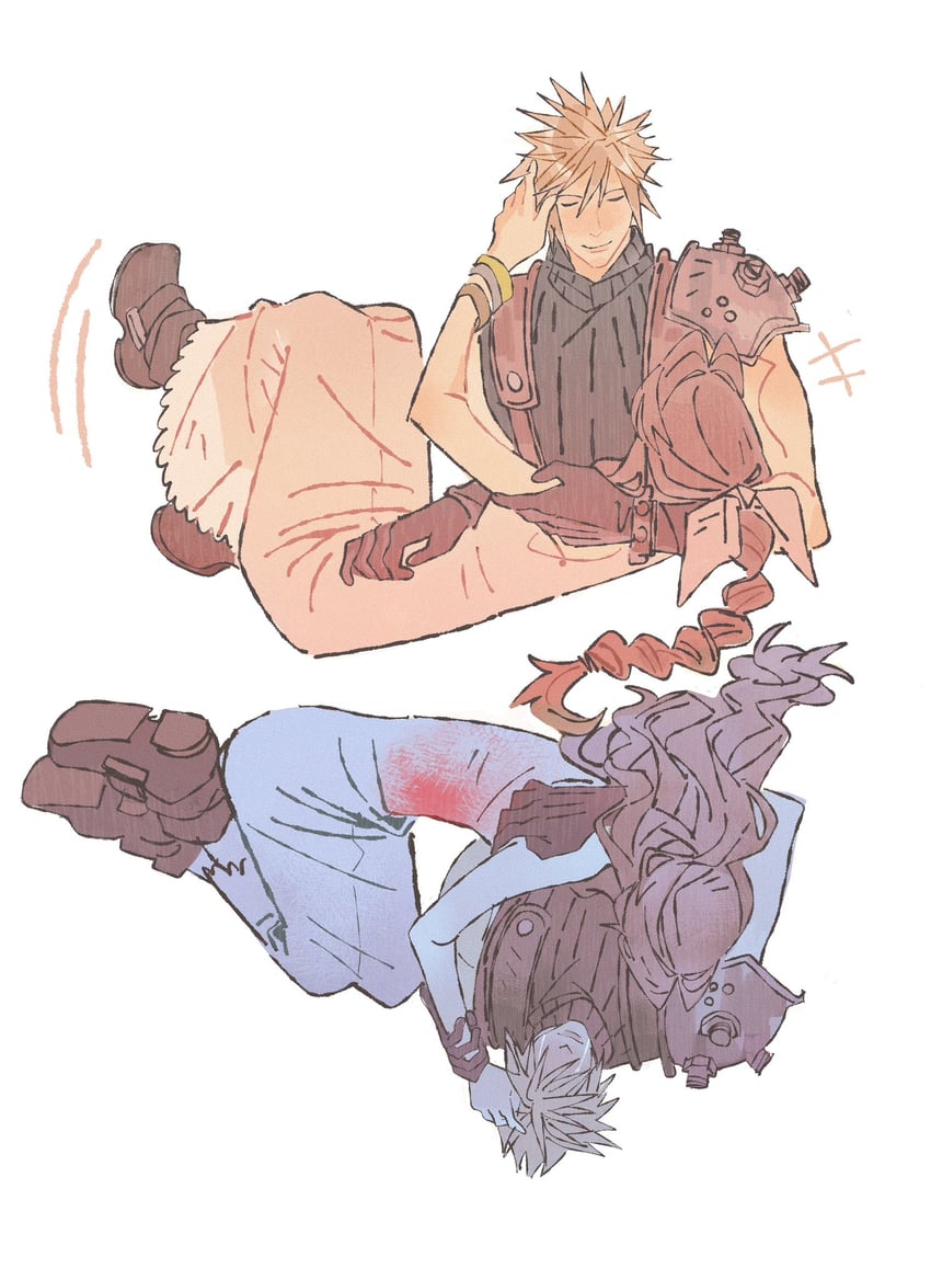 cloud strife and aerith gainsborough (final fantasy and 3 more) drawn by mmmckayyy