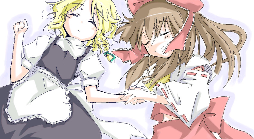 hakurei reimu and kirisame marisa (touhou) drawn by take_tonbo