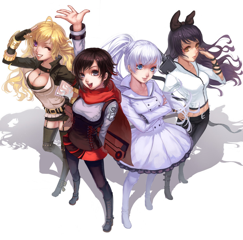 ruby rose, weiss schnee, yang xiao long, and blake belladonna (rwby) drawn by bojue_yu_yaojing_695657