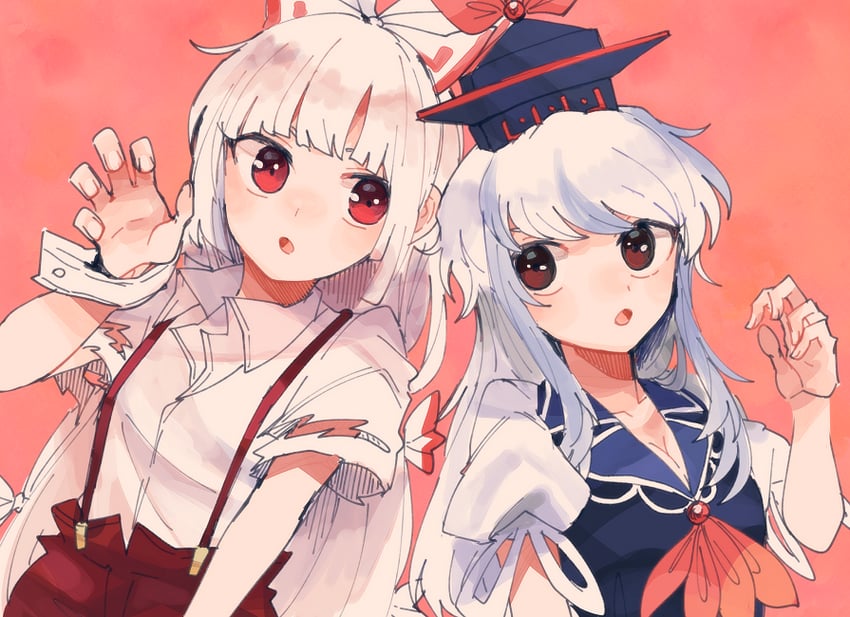 fujiwara no mokou and kamishirasawa keine (touhou) drawn by itomugi-kun