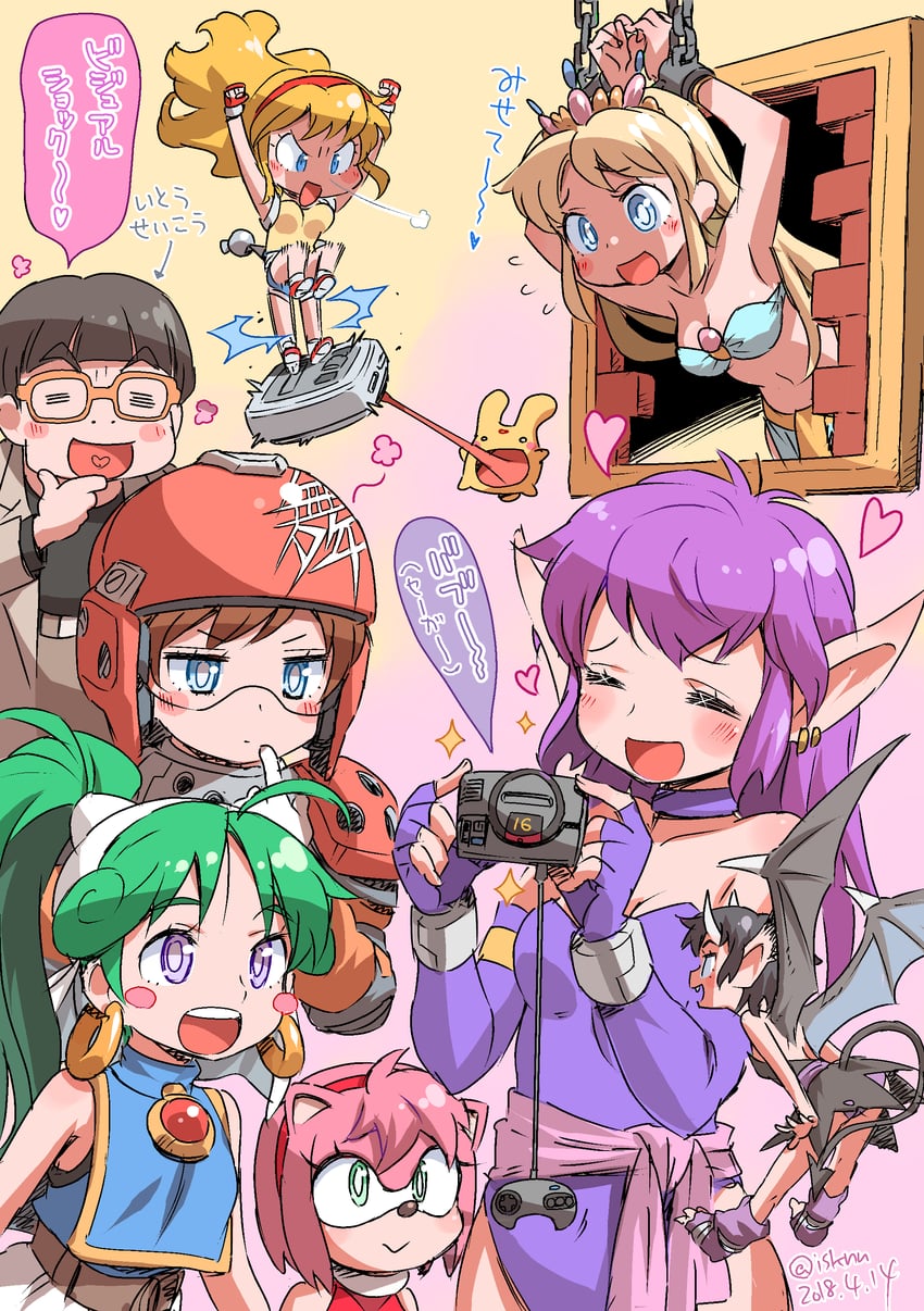 amy rose, carbuncle, nei, asha, ellinor weisen, and 1 more (sonic and 12 more) drawn by isedaichi_ken