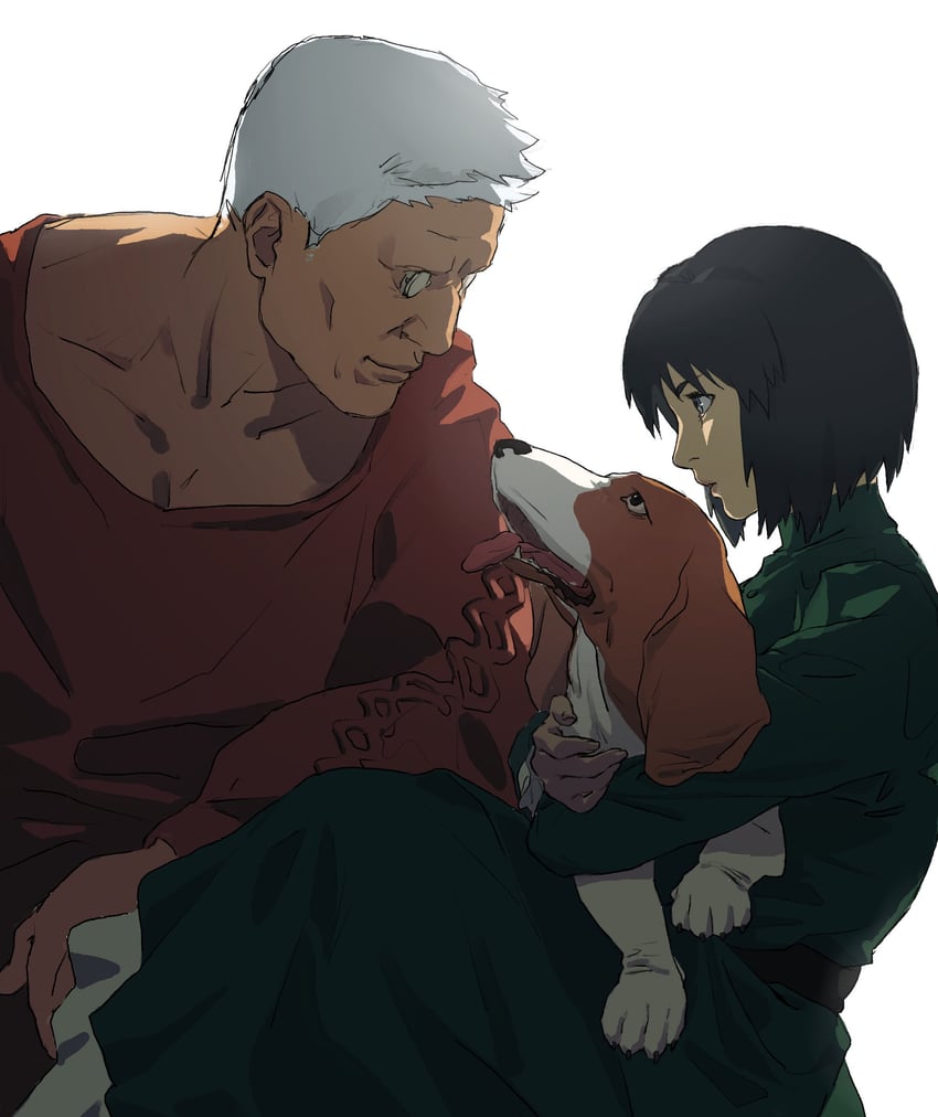 kusanagi motoko, batou, and gabriel (ghost in the shell) drawn by aizheajsee