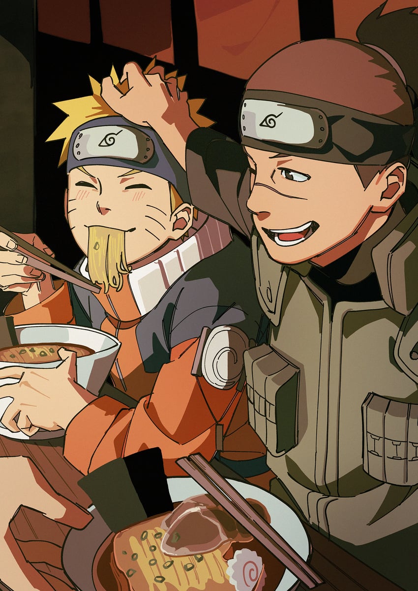 uzumaki naruto and umino iruka (naruto) drawn by pnpk_1013