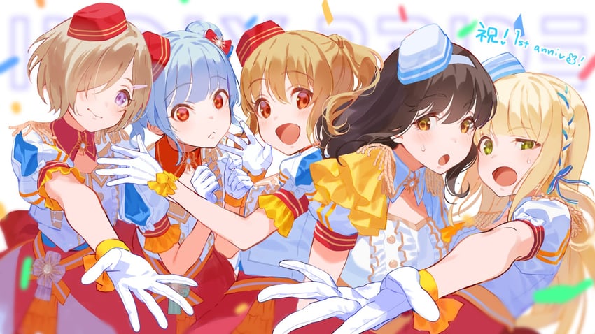 kawasaki sakura, hyodou shizuku, ichinose rei, saeki haruko, and shiraishi chisa (idoly pride)