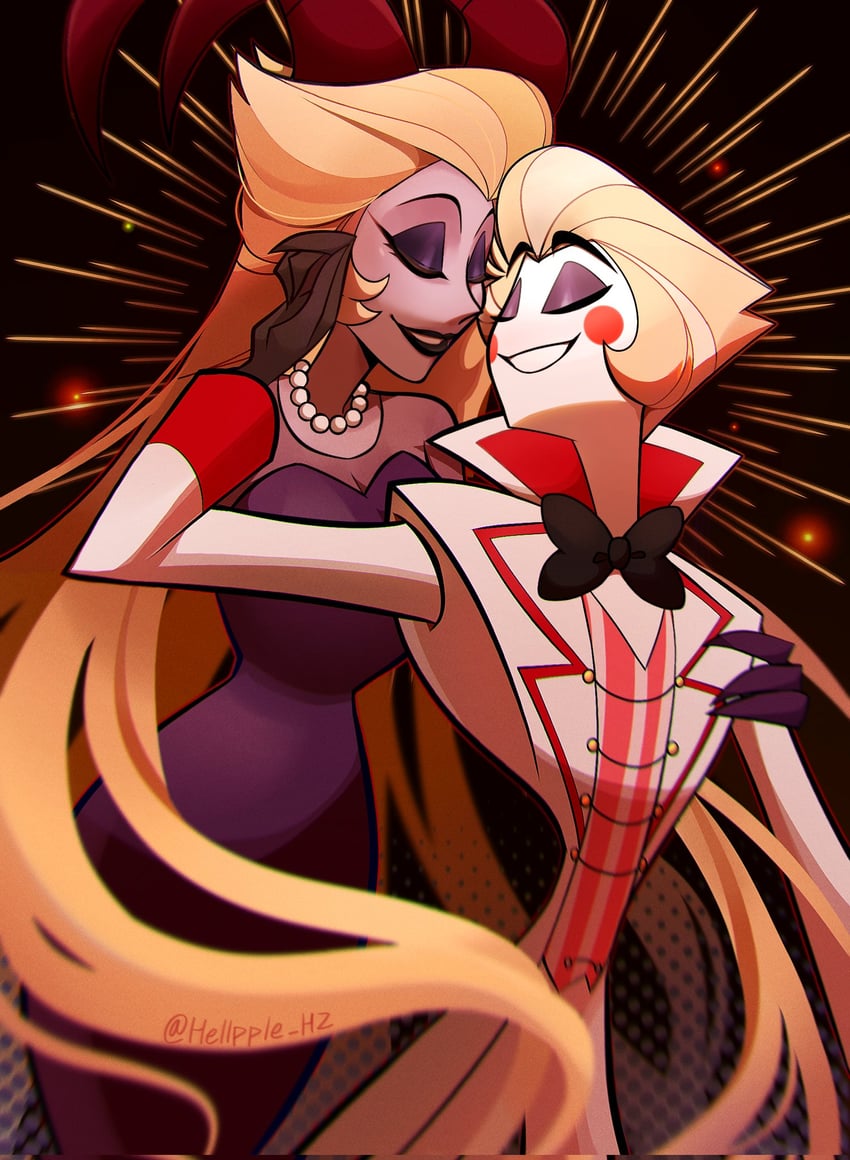 lucifer morningstar and lilith (hazbin hotel) drawn by hellpple_hz