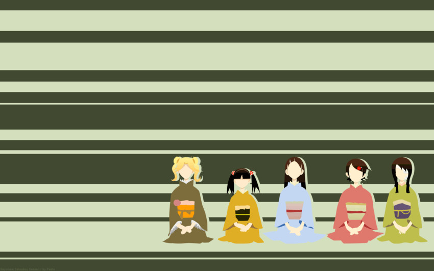 fuura kafuka, kitsu chiri, kobushi abiru, kimura kaere, and otonashi meru (sayonara zetsubou sensei)