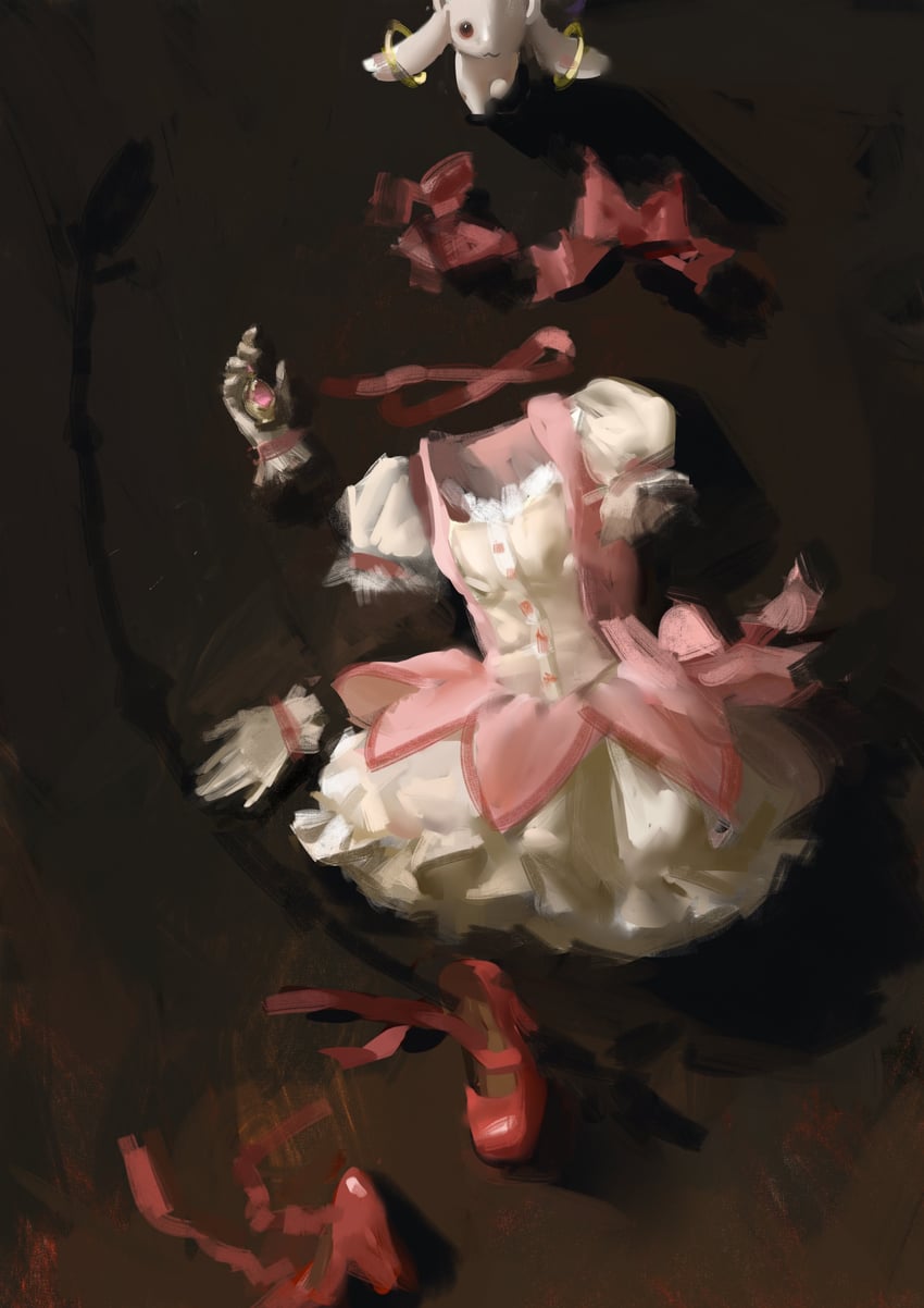kaname madoka and kyubey (mahou shoujo madoka magica) drawn by ladyshalirin