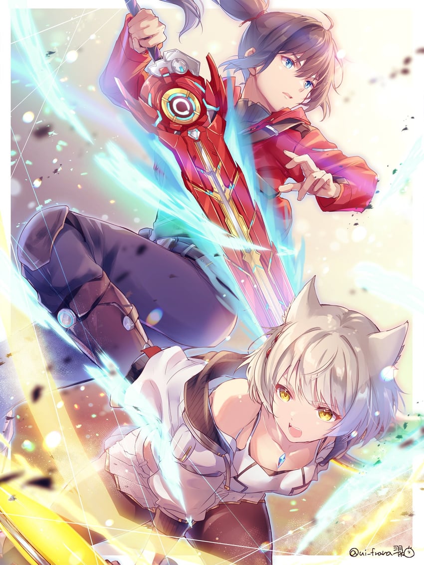 mio and noah (xenoblade chronicles and 1 more) drawn by ui_frara